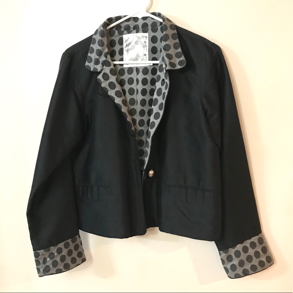 Kai Mira 100% Silk Black Polka Dot Jacket